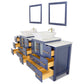 Vanity Art VA3124-84B 84 Inch Double Sink Bathroom Vanity in Blue with Marble Countertop - Vanity Art VA3124-84B