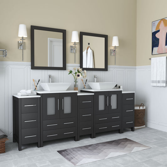 Vanity Art VA3124-84E 84 Inch Double Sink Bathroom Vanity in Espresso with Marble Countertop - Vanity Art VA3124-84E