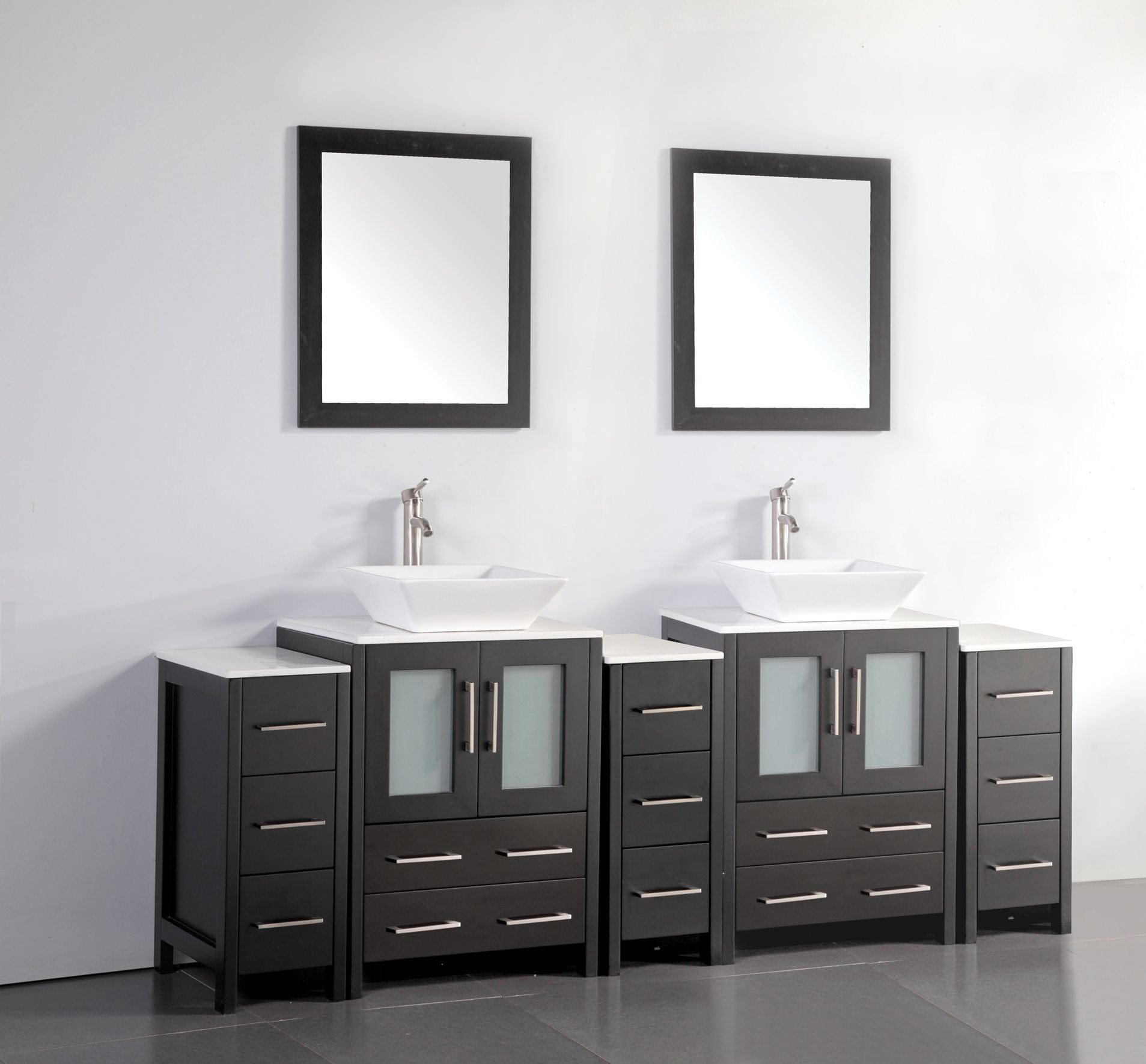 Vanity Art VA3124-84E 84 Inch Double Sink Bathroom Vanity in Espresso with Marble Countertop - Vanity Art VA3124-84E