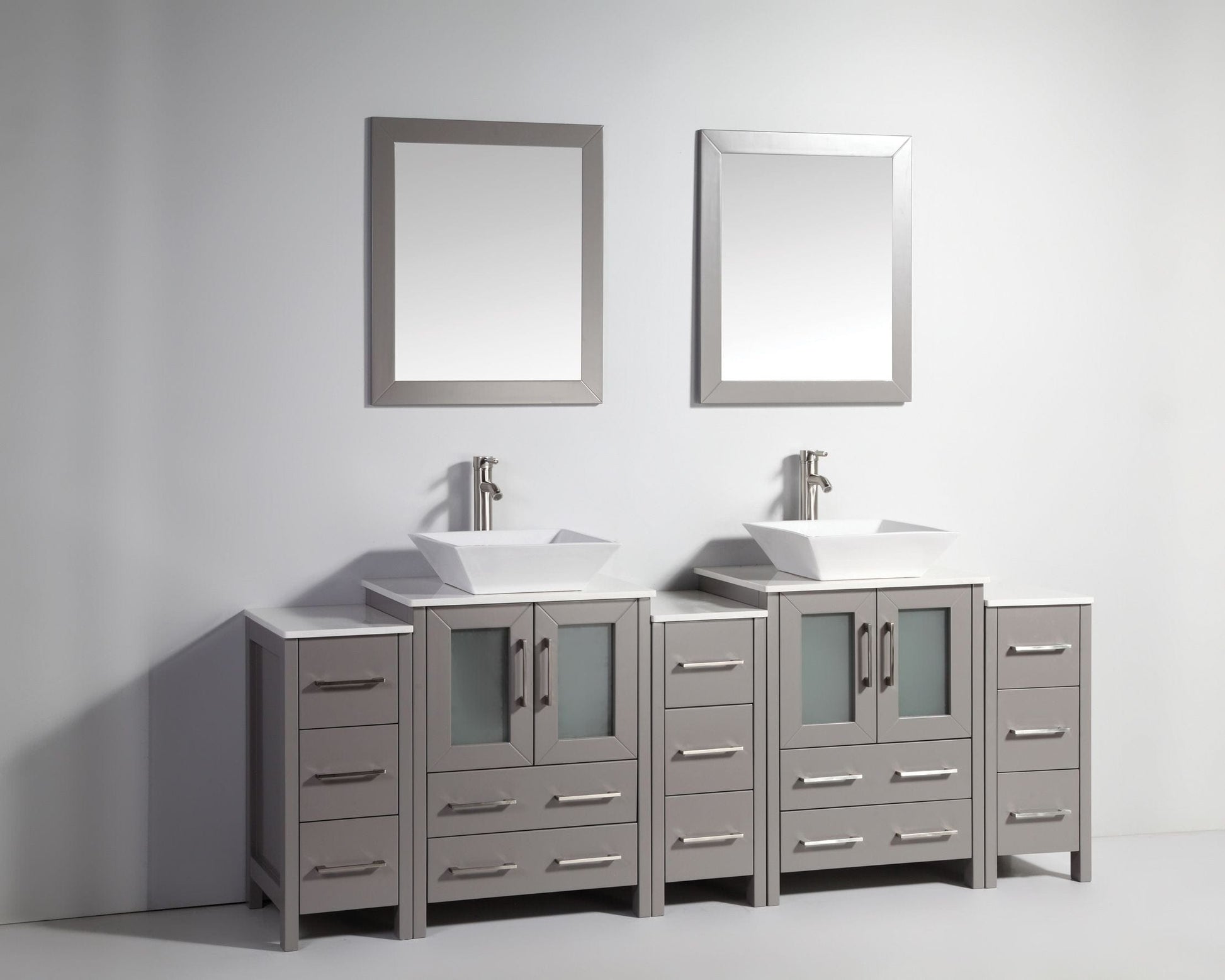 Vanity Art VA3124-84G 84 Inch Double Sink Bathroom Vanity in Gray with Marble Countertop - Vanity Art VA3124-84G