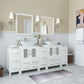 Vanity Art VA3124-84W 84 Inch Double Sink Bathroom Vanity in White with Marble Countertop - Vanity Art VA3124-84W