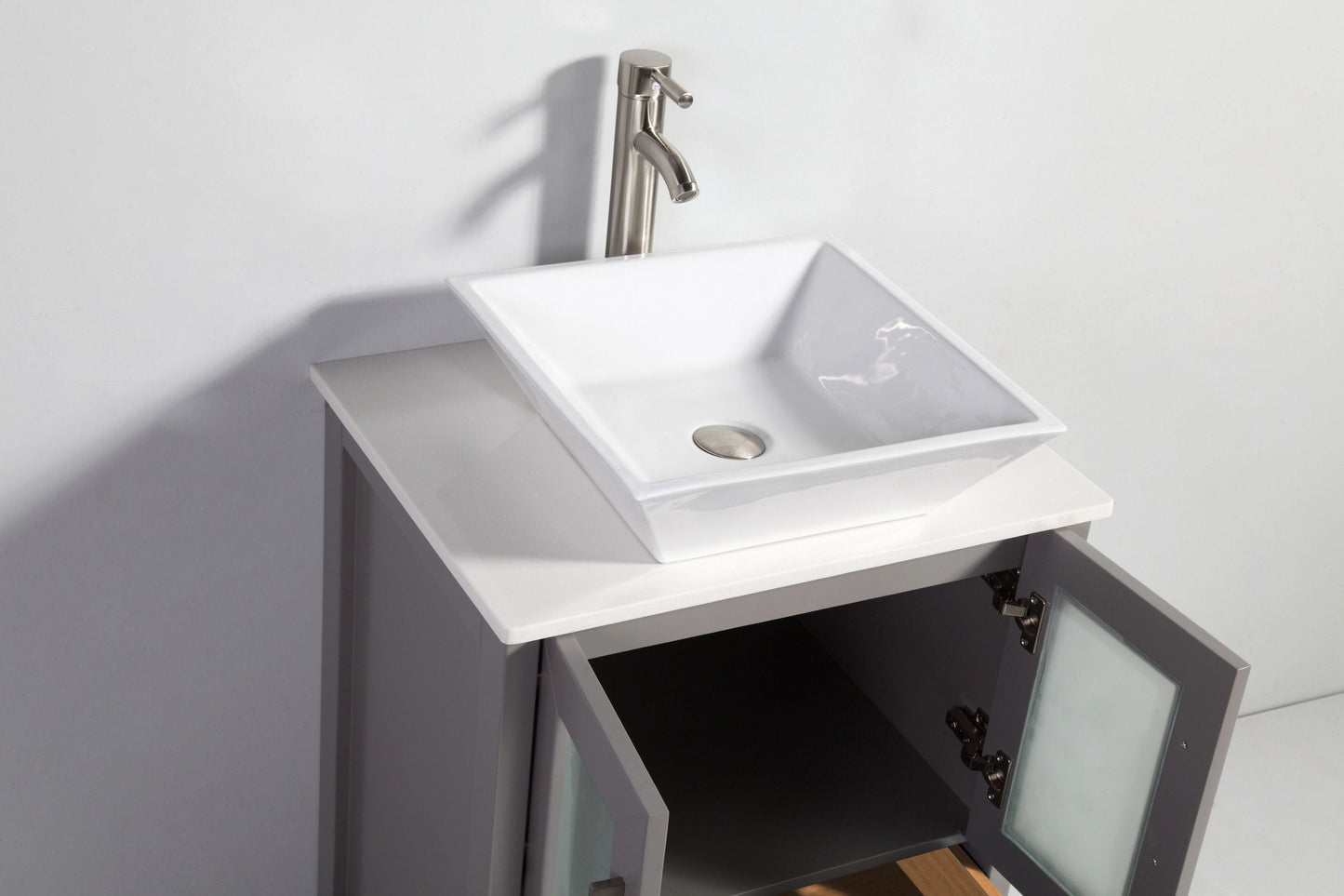 Vanity Art VA3124G 24 Inch Single Sink Bathroom Vanity in Gray with Marble Countertop - Vanity Art VA3124G