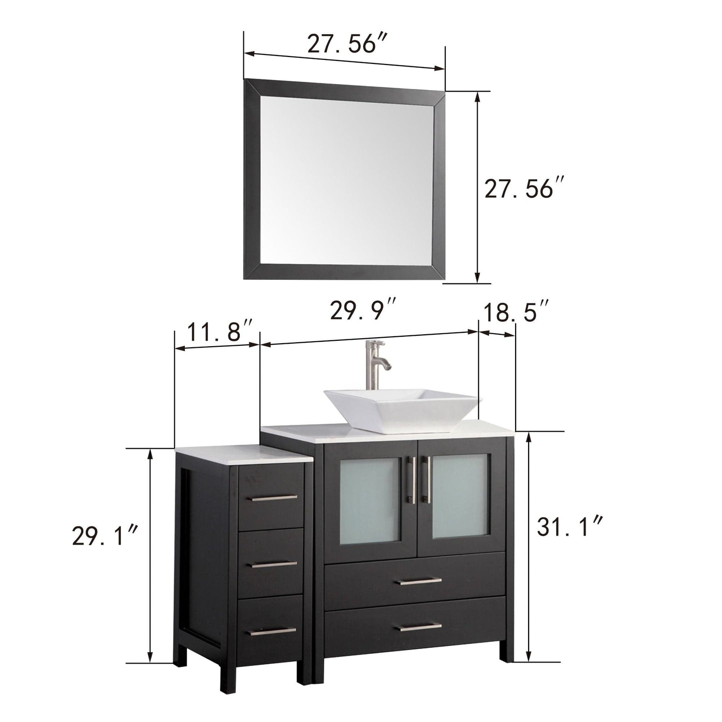 Vanity Art VA3130-42E 42 Inch Single Sink Bathroom Vanity in Espresso with Marble Countertop - Vanity Art VA3130-42E