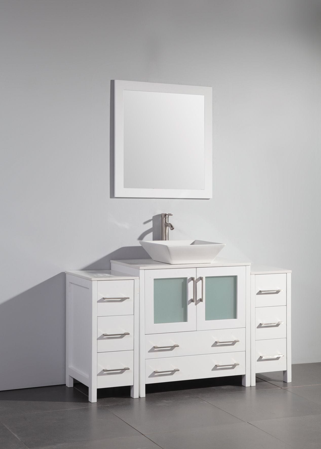 Vanity Art VA3130-54W 54 Inch Single Sink Bathroom Vanity in White with Marble Countertop - Vanity Art VA3130-54W