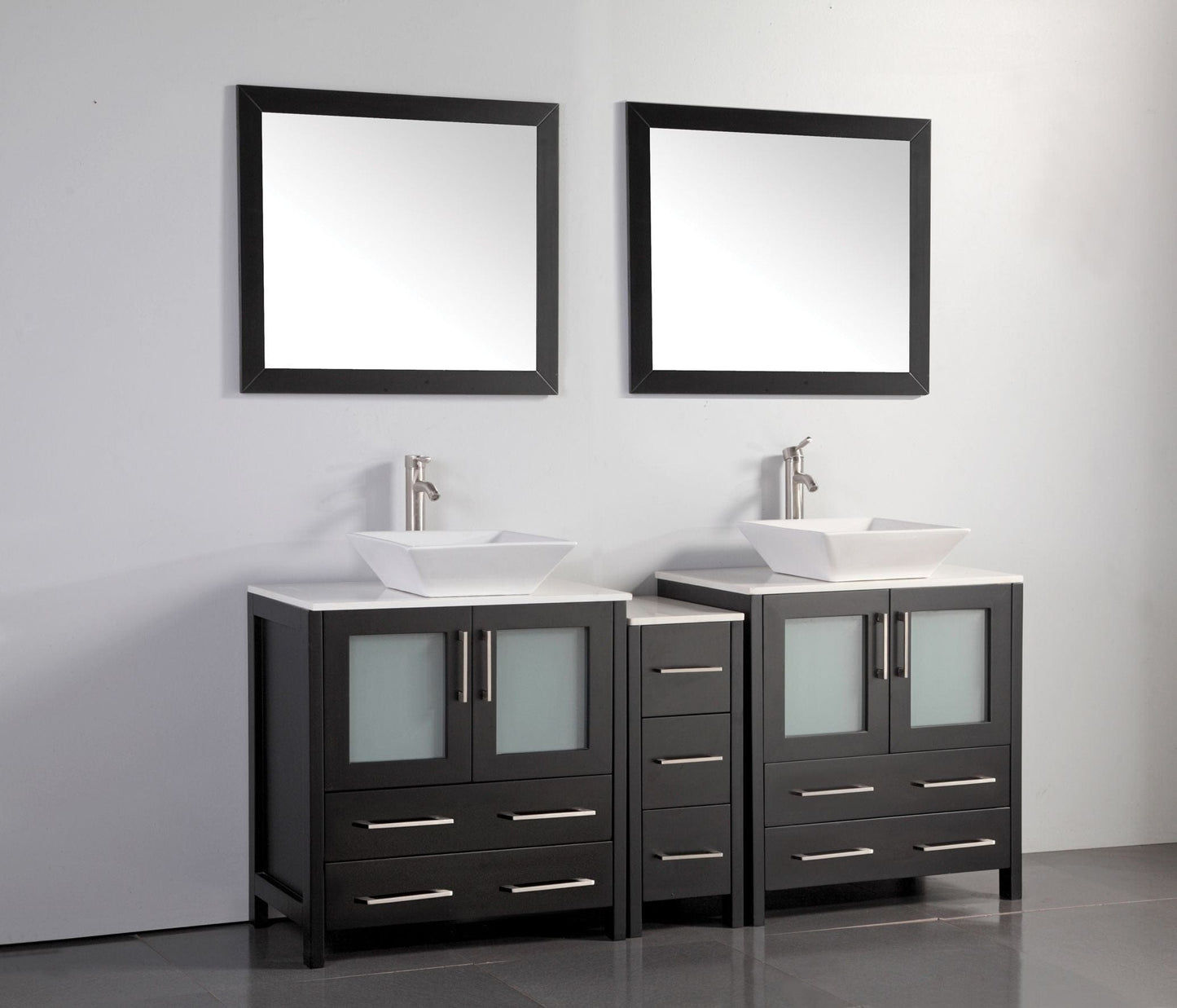 Vanity Art VA3130-72E 72 Inch Double Sink Bathroom Vanity in Espresso with Marble Countertop - Vanity Art VA3130-72E