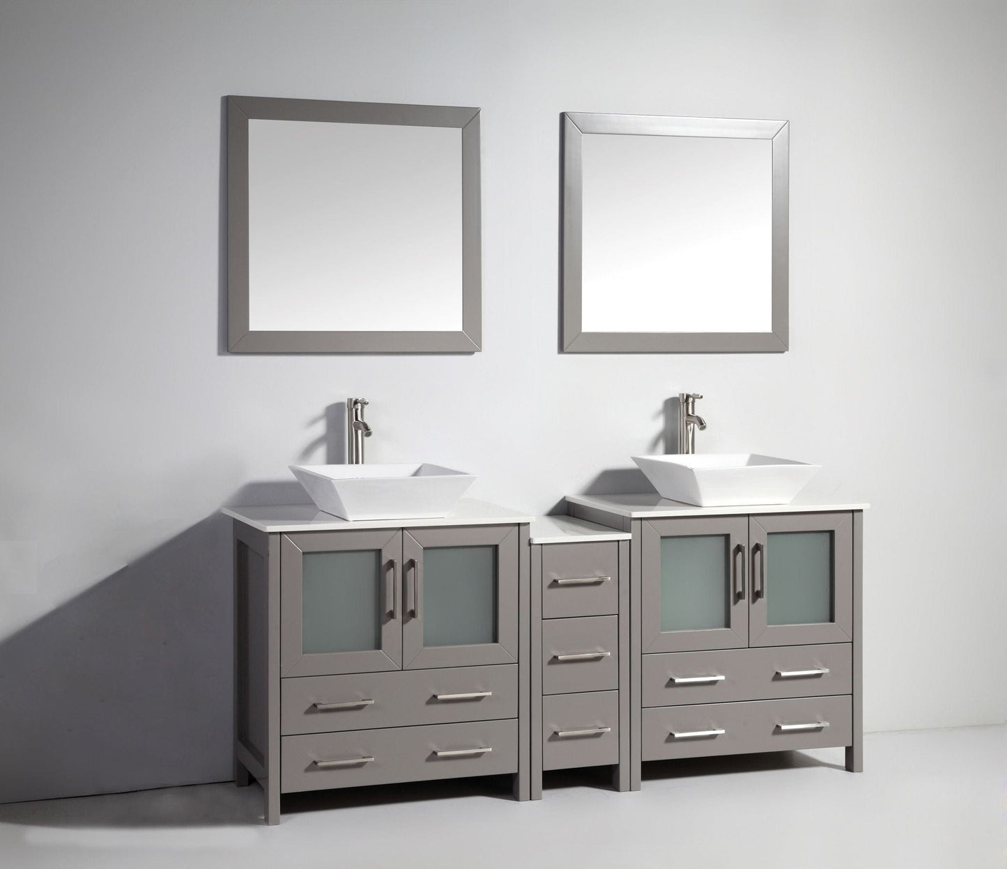 Vanity Art VA3130-72G 72 Inch Double Sink Bathroom Vanity in Gray with Marble Countertop - Vanity Art VA3130-72G