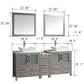 Vanity Art VA3130-72G 72 Inch Double Sink Bathroom Vanity in Gray with Marble Countertop - Vanity Art VA3130-72G