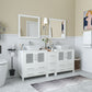 Vanity Art VA3130-72W 72 Inch Double Sink Bathroom Vanity in White with Marble Countertop - Vanity Art VA3130-72W