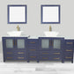 Vanity Art VA3130-84B 84 Inch Double Sink Bathroom Vanity in Blue with Marble Countertop - Vanity Art VA3130-84B