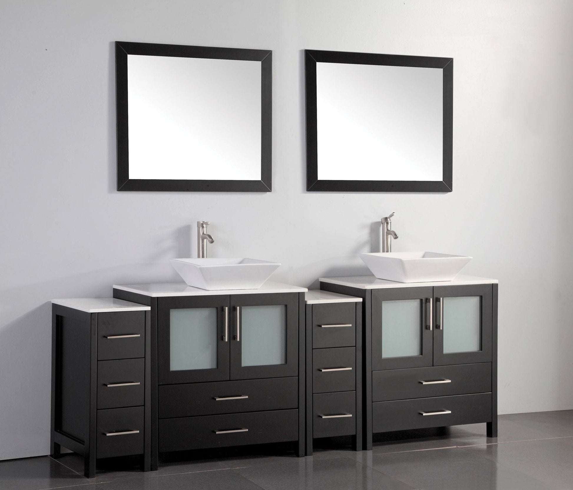 Vanity Art VA3130-84E 84 Inch Double Sink Bathroom Vanity in Espresso with Marble Countertop - Vanity Art VA3130-84E