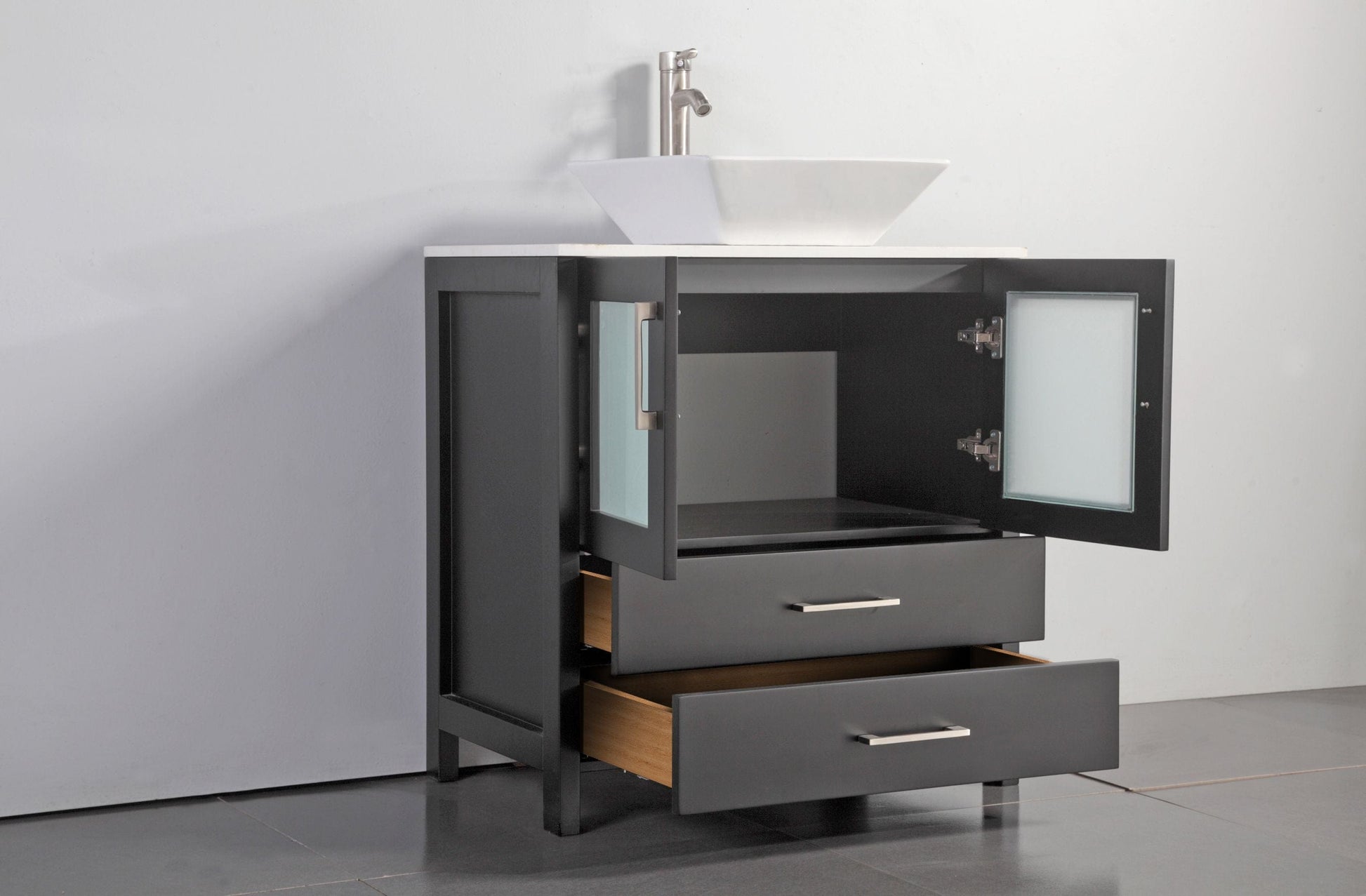 Vanity Art VA3130-84E 84 Inch Double Sink Bathroom Vanity in Espresso with Marble Countertop - Vanity Art VA3130-84E