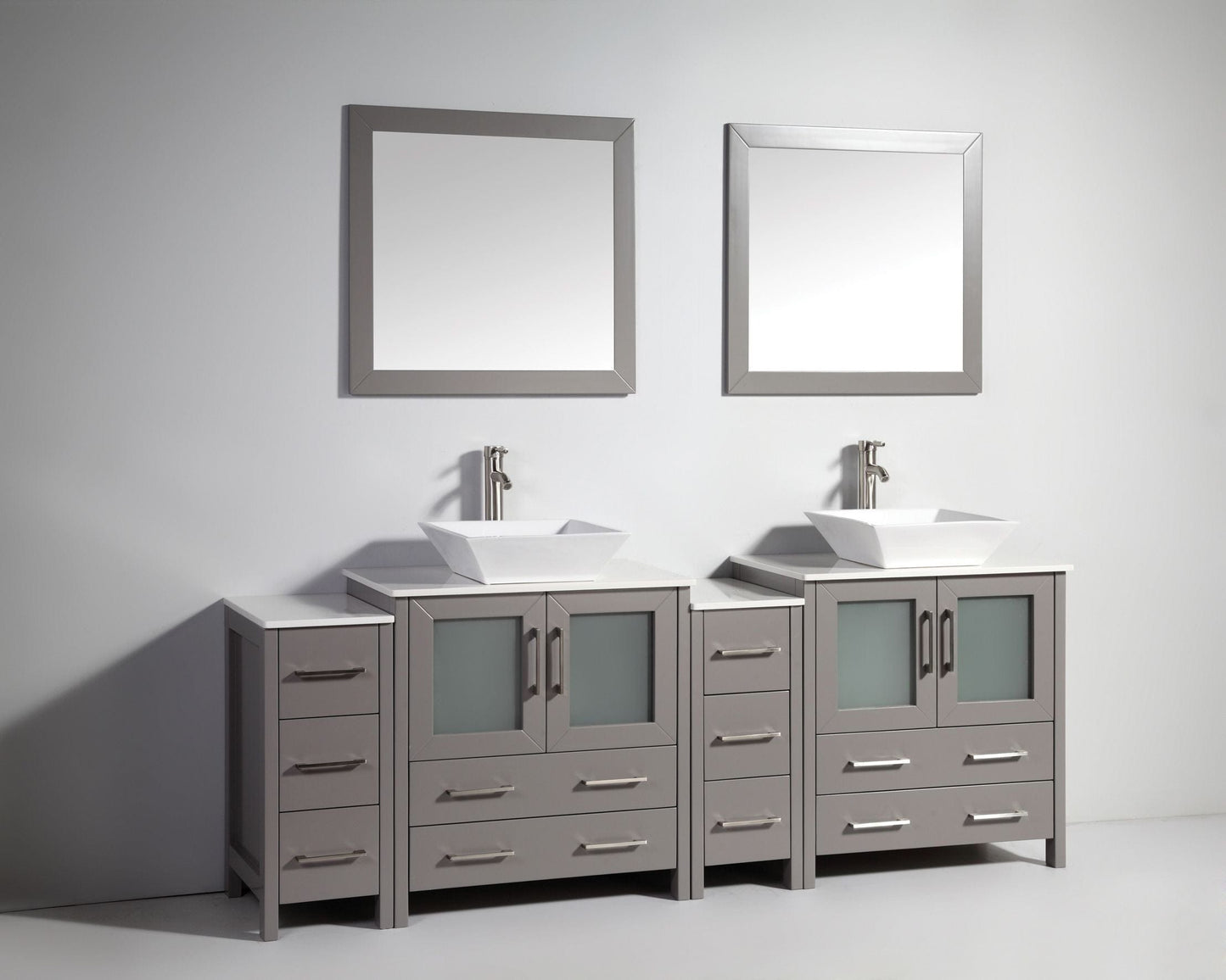 Vanity Art VA3130-84G 84 Inch Double Sink Bathroom Vanity in Gray with Marble Countertop - Vanity Art VA3130-84G