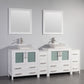 Vanity Art VA3130-84W 84 Inch Double Sink Bathroom Vanity in White with Marble Countertop - Vanity Art VA3130-84W