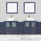 Vanity Art VA3130-96B 96 Inch Double Sink Bathroom Vanity in Blue with Marble Countertop - Vanity Art VA3130-96B