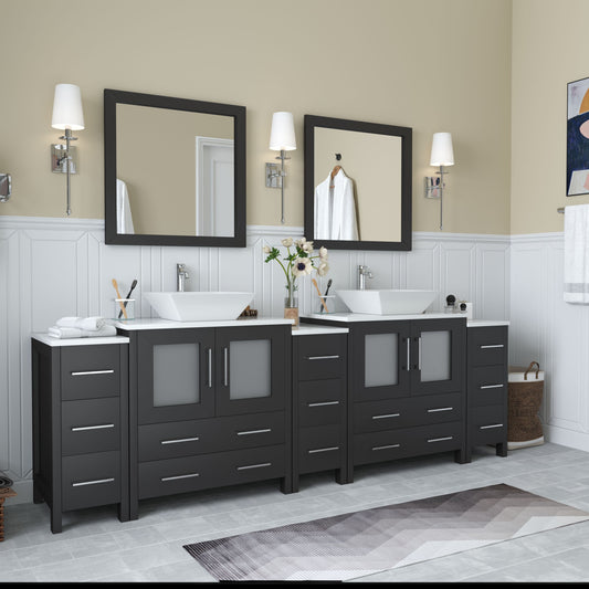 Vanity Art VA3130-96E 96 Inch Double Sink Bathroom Vanity in Espresso with Marble Countertop - Vanity Art VA3130-96E