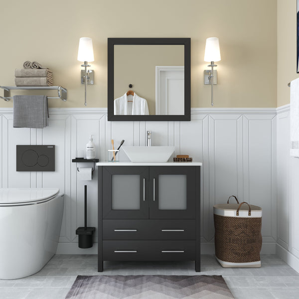 Vanity Art VA3130E 30 Inch Single Sink Bathroom Vanity in Espresso with Marble Countertop - Vanity Art VA3130E