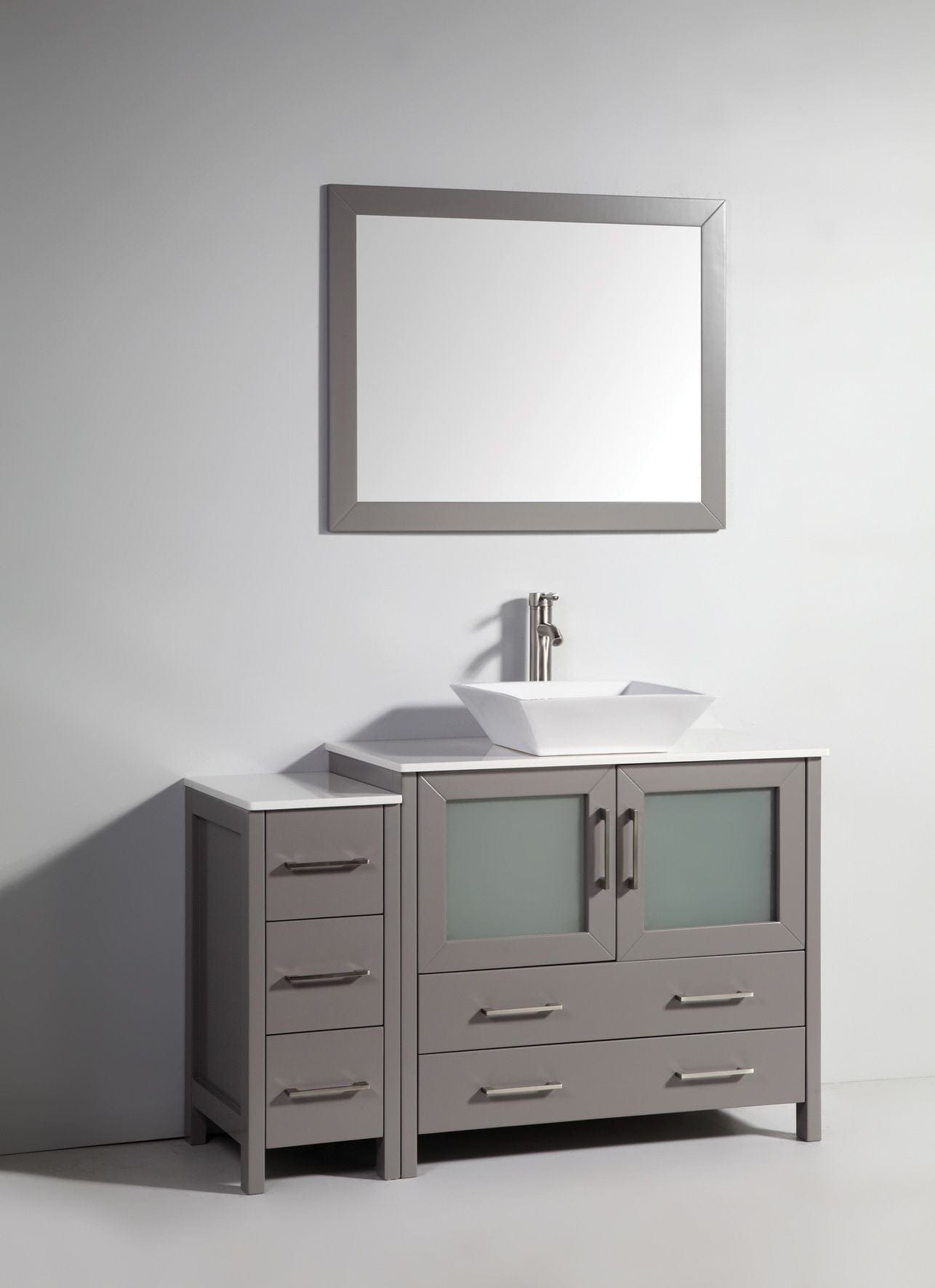 Vanity Art VA3136-108G 108 Inch Double Sink Bathroom Vanity in Gray with Marble Countertop - Vanity Art VA3136-108G