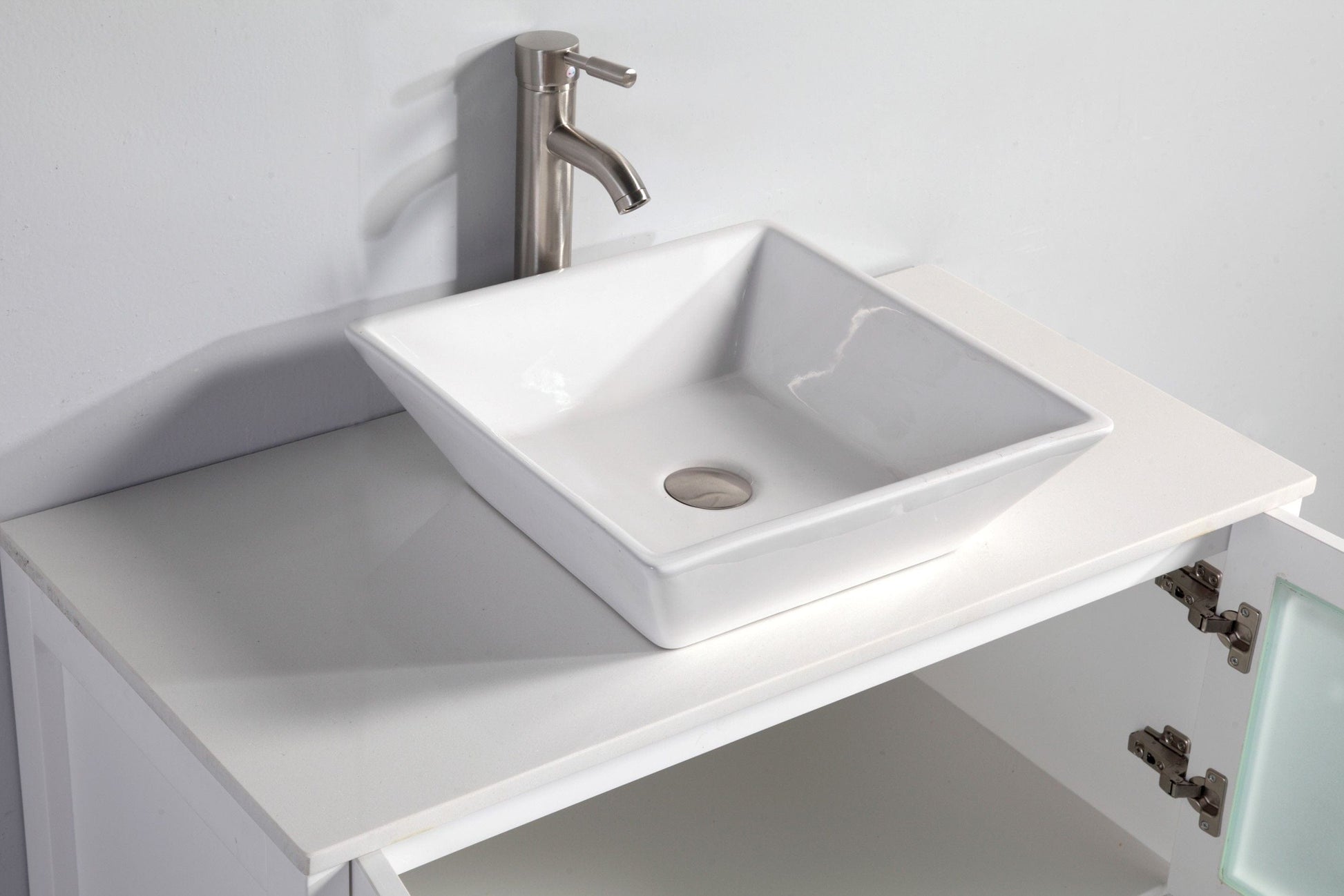 Vanity Art VA3136-108W 108 Inch Double Sink Bathroom Vanity in White with Marble Countertop - Vanity Art VA3136-108W