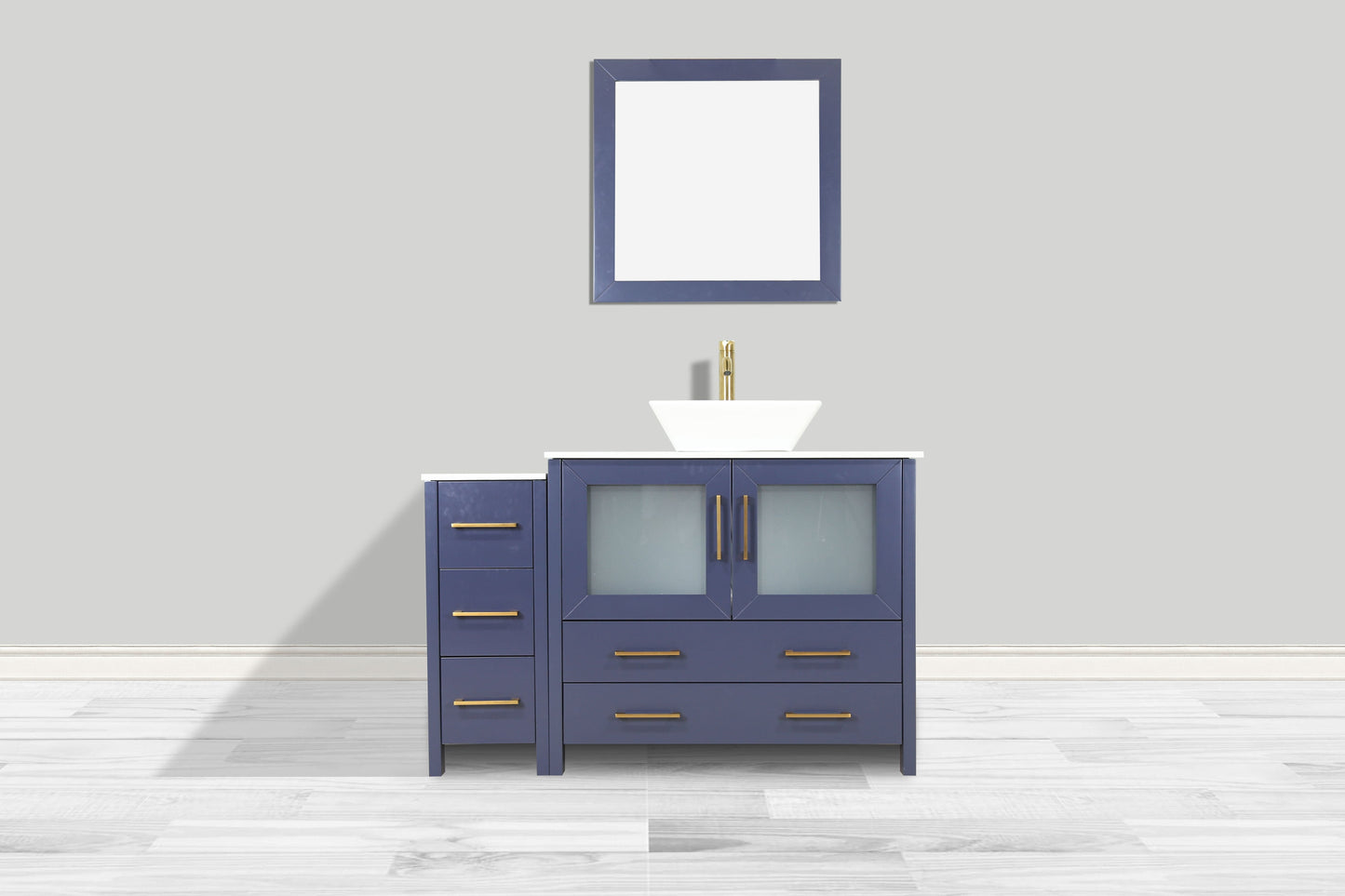 Vanity Art VA3136-48B 48 Inch Single Sink Bathroom Vanity in Blue with Marble Countertop - Vanity Art VA3136-48B