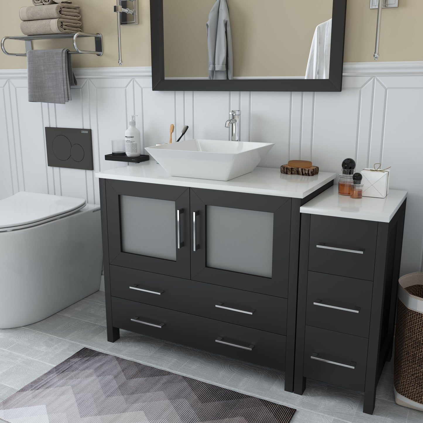 Vanity Art VA3136-48E 48 Inch Single Sink Bathroom Vanity in Espresso with Marble Countertop - Vanity Art VA3136-48E