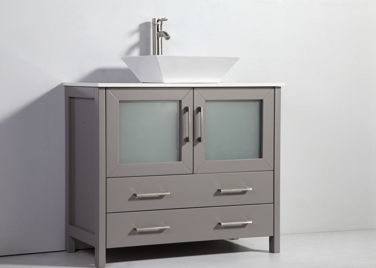 Vanity Art VA3136-60G 60 Inch Single Sink Bathroom Vanity in Gray with Marble Countertop - Vanity Art VA3136-60G