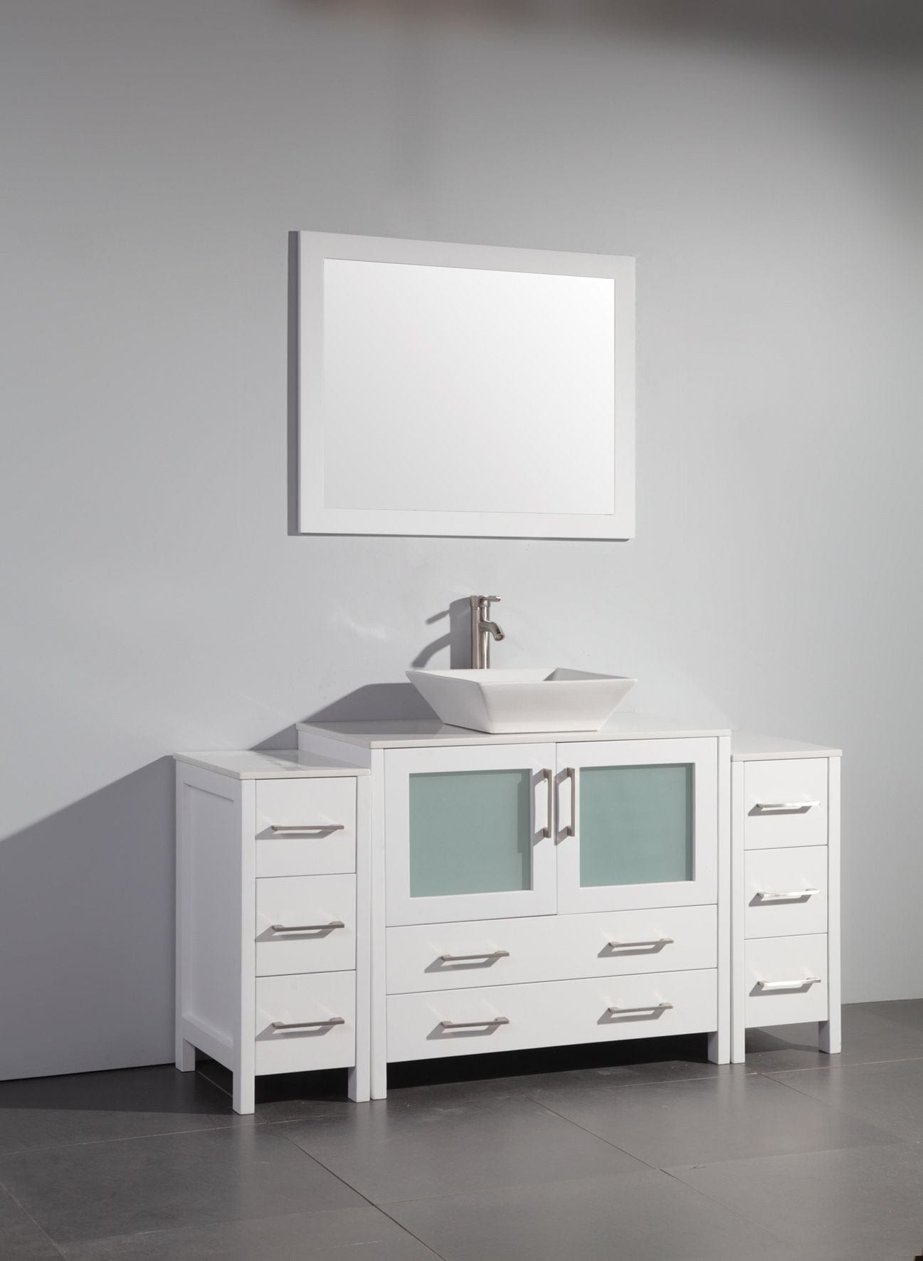 Vanity Art VA3136-60W 60 Inch Single Sink Bathroom Vanity in White with Marble Countertop - Vanity Art VA3136-60W