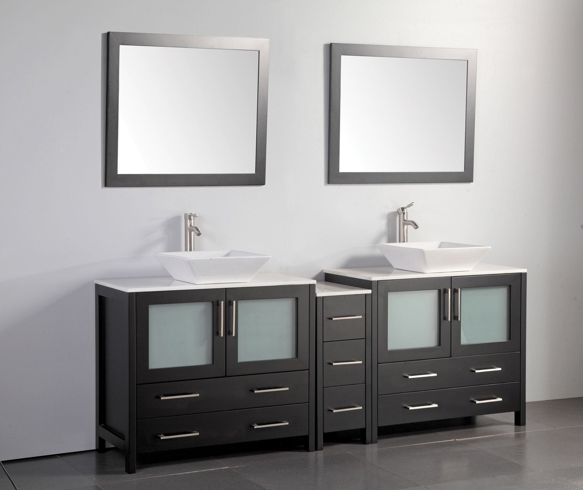 Vanity Art VA3136-84E 84 Inch Double Sink Bathroom Vanity in Espresso with Marble Countertop - Vanity Art VA3136-84E