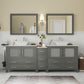 Vanity Art VA3136-84G 84 Inch Double Sink Bathroom Vanity in Gray with Marble Countertop - Vanity Art VA3136-84G