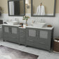 Vanity Art VA3136-84G 84 Inch Double Sink Bathroom Vanity in Gray with Marble Countertop - Vanity Art VA3136-84G