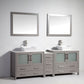 Vanity Art VA3136-84G 84 Inch Double Sink Bathroom Vanity in Gray with Marble Countertop - Vanity Art VA3136-84G