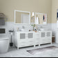 Vanity Art VA3136-84W 84 Inch Double Sink Bathroom Vanity in White with Marble Countertop - Vanity Art VA3136-84W