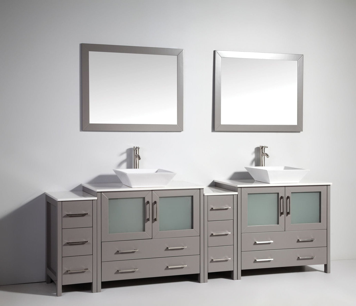 Vanity Art VA3136-96G 96 Inch Double Sink Bathroom Vanity in Gray with Marble Countertop - Vanity Art VA3136-96G