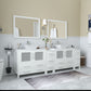 Vanity Art VA3136-96W 96 Inch Double Sink Bathroom Vanity in White with Marble Countertop - Vanity Art VA3136-96W