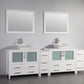 Vanity Art VA3136-96W 96 Inch Double Sink Bathroom Vanity in White with Marble Countertop - Vanity Art VA3136-96W