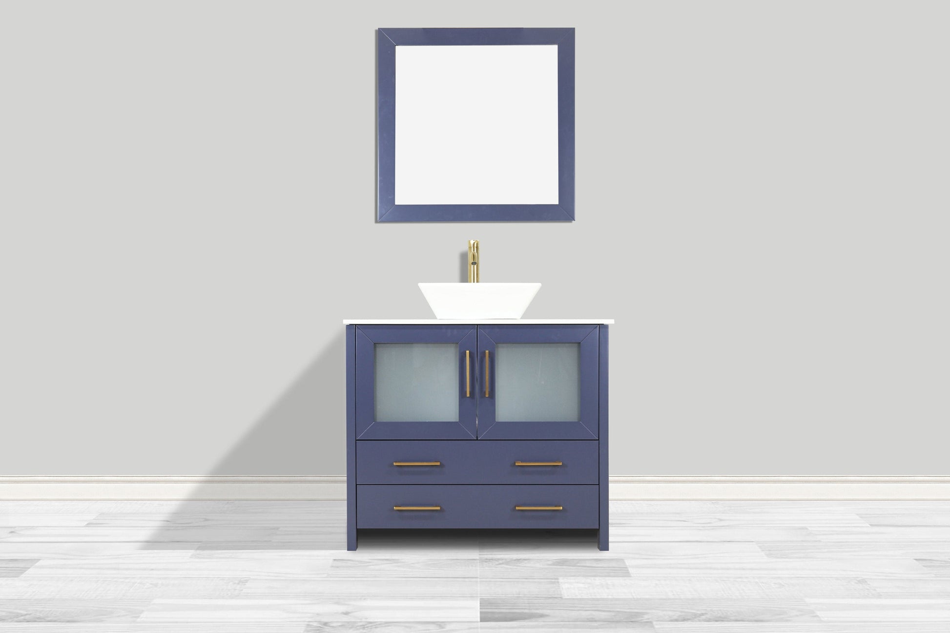 Vanity Art VA3136B 36 Inch Single Sink Bathroom Vanity in Blue with Marble Countertop - Vanity Art VA3136B