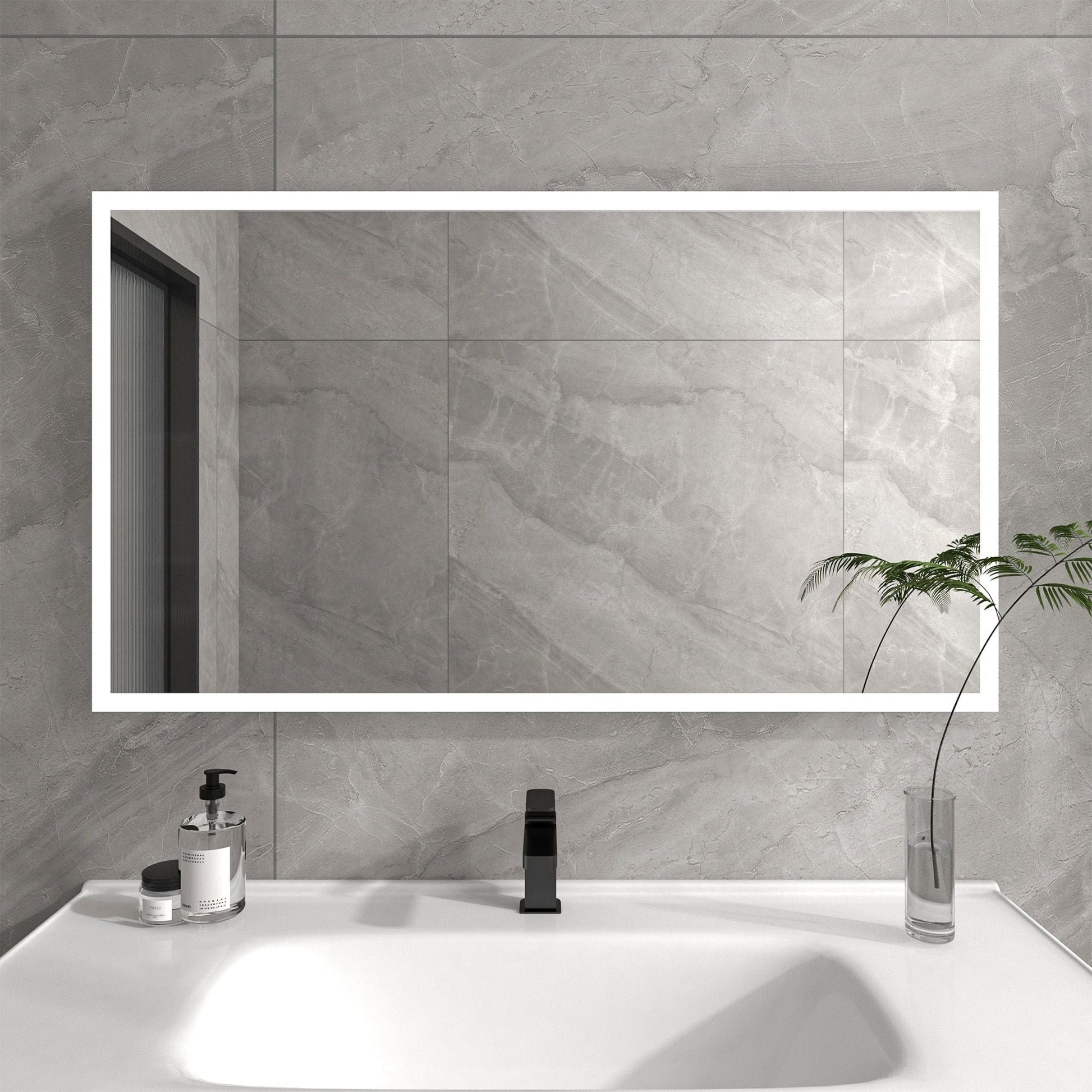 Vanity Art VA3D-60 Rectangular 60 Inch x 27.5 Inch LED Bathroom Mirror with Touch Sensor - Vanity Art VA3D-60