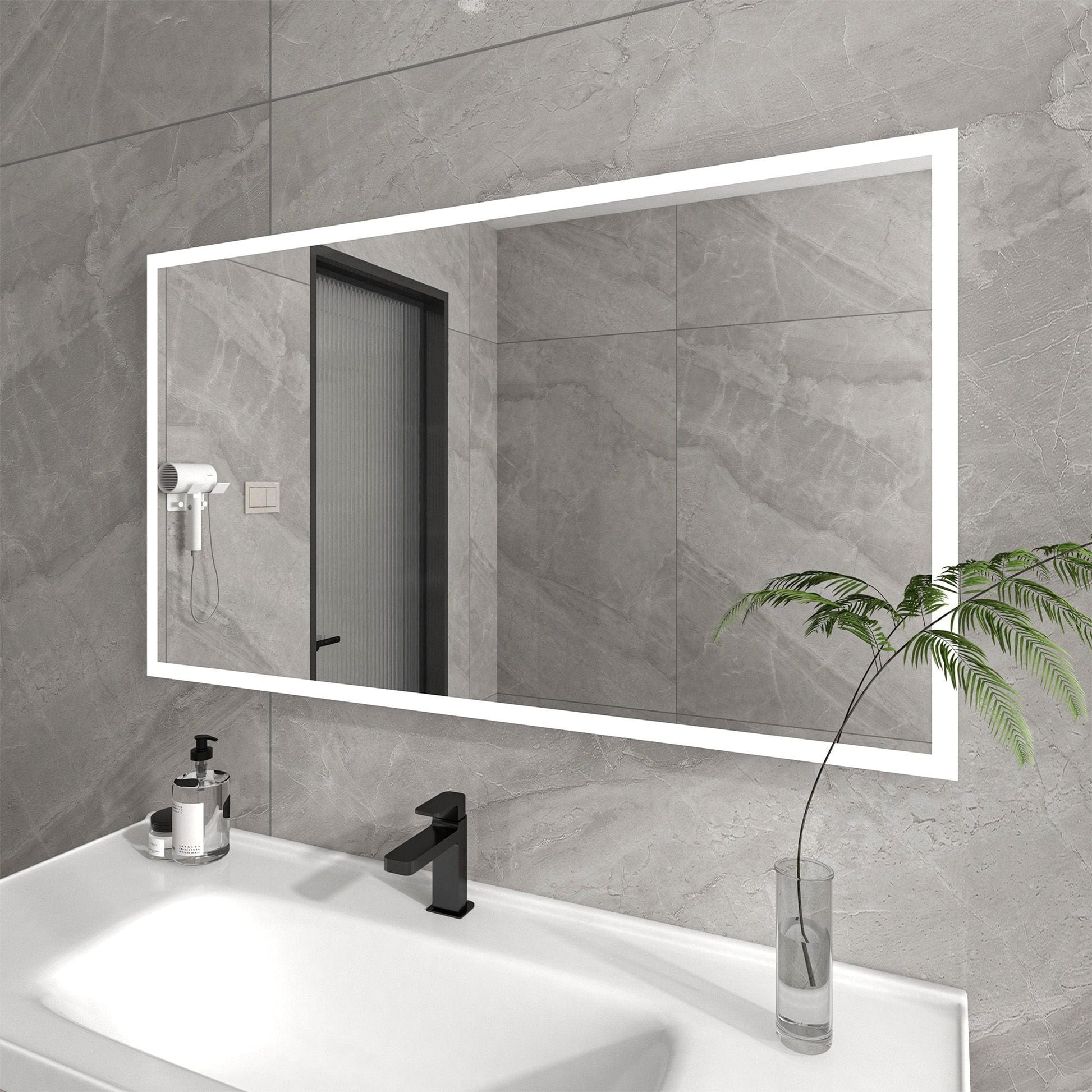 Vanity Art VA3D-60 Rectangular 60 Inch x 27.5 Inch LED Bathroom Mirror with Touch Sensor - Vanity Art VA3D-60