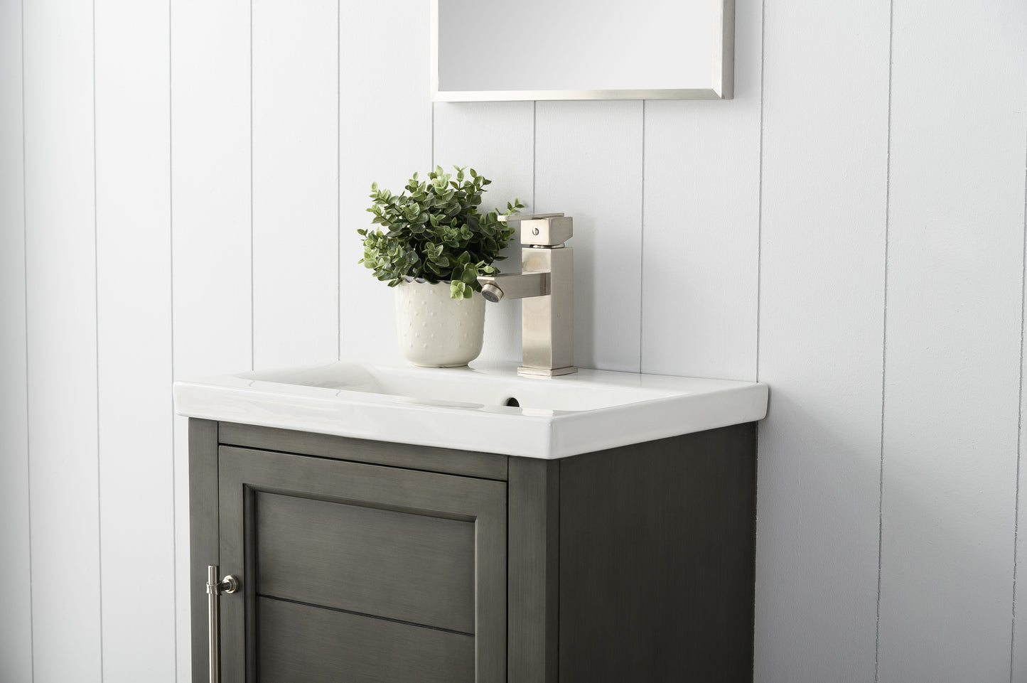 Vanity Art VA5020-SG 20 Inch Single Sink Bathroom Vanity in Gray with Ceramic Sink and Countertop - Vanity Art VA5020-SG