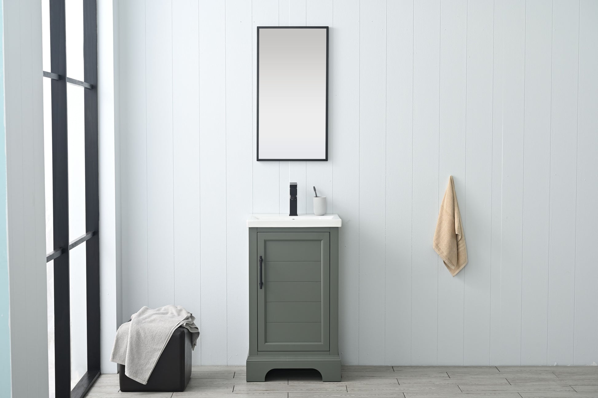 Vanity Art VA5020-VG 20 Inch Single Sink Bathroom Vanity in Vintage Green with Ceramic Sink and Countertop - Vanity Art VA5020-VG