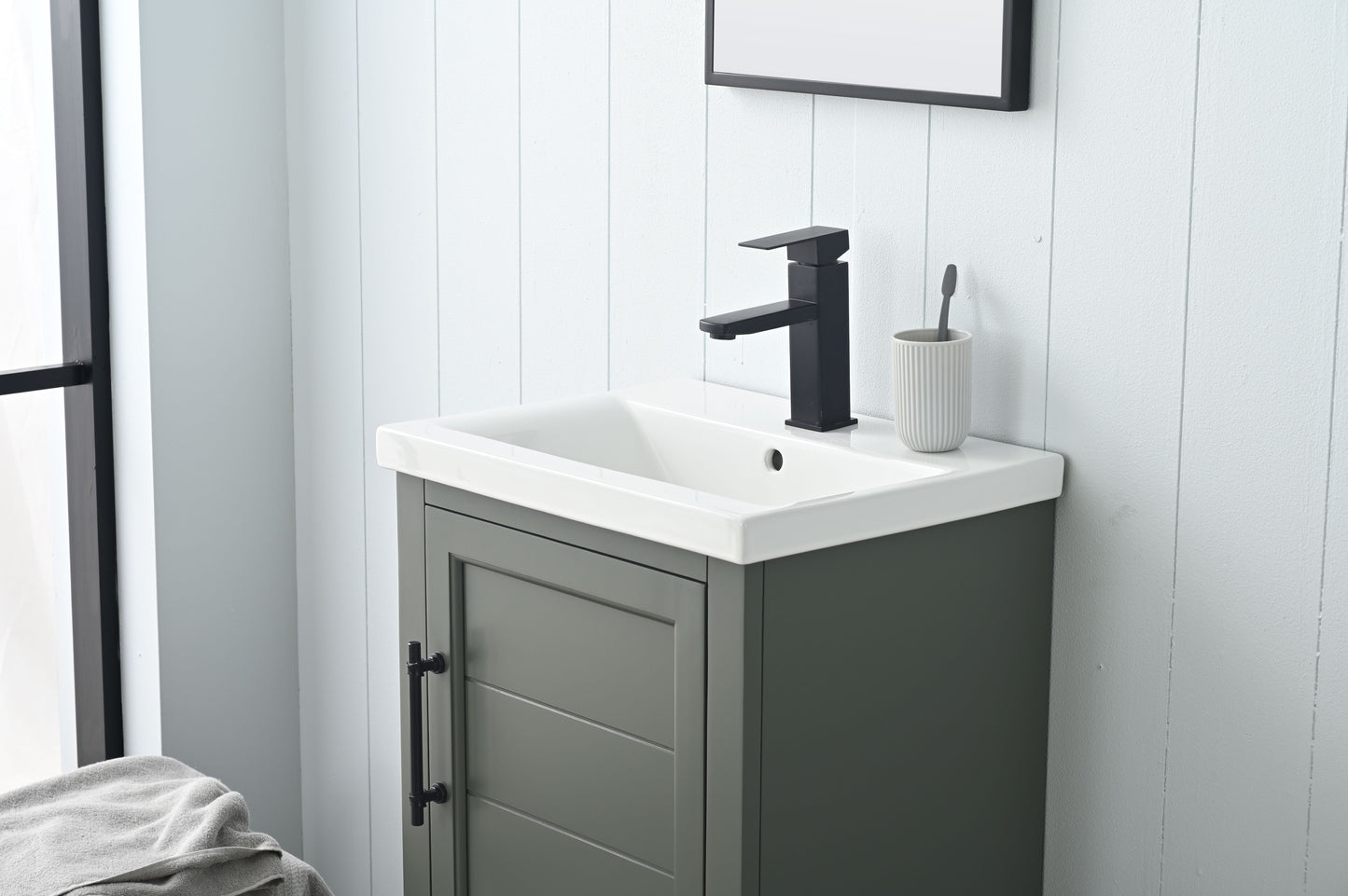 Vanity Art VA5020-VG 20 Inch Single Sink Bathroom Vanity in Vintage Green with Ceramic Sink and Countertop - Vanity Art VA5020-VG