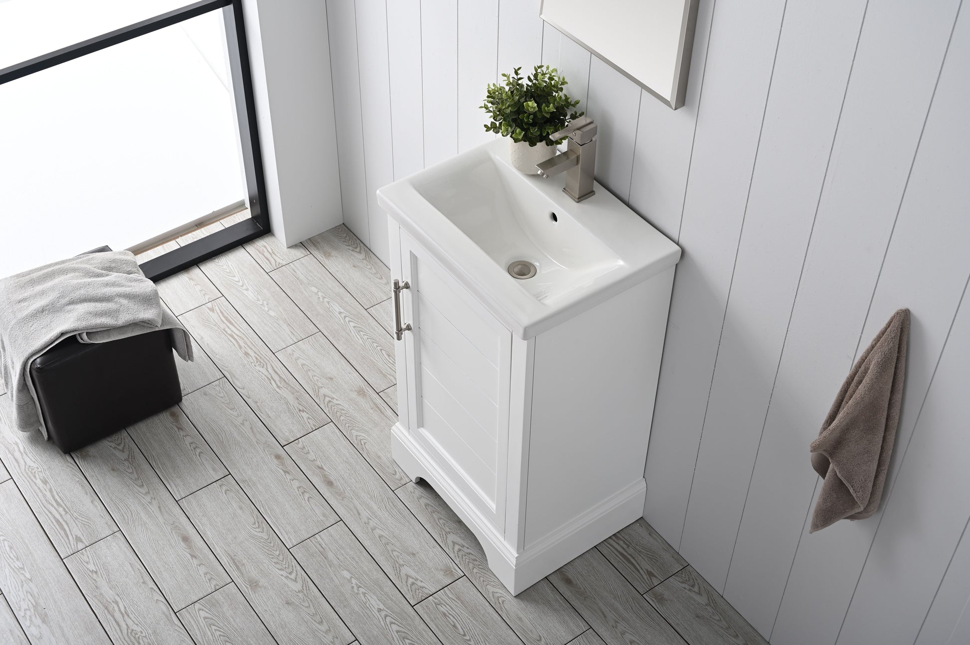 Vanity Art VA5020-W 20 Inch Single Sink Bathroom Vanity in White with Ceramic Sink and Countertop - Vanity Art VA5020-W