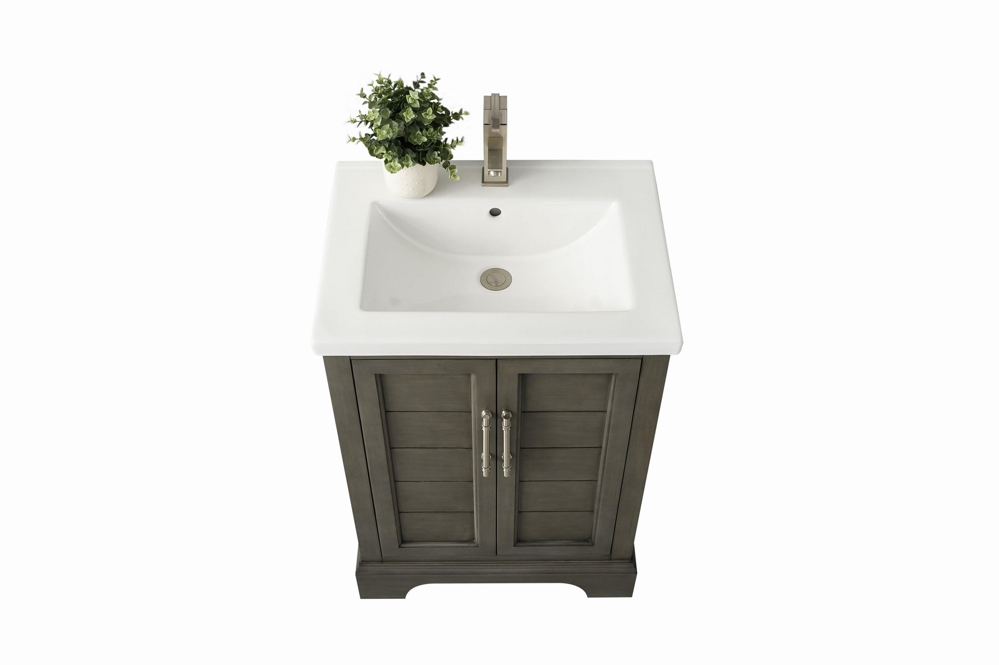 Vanity Art VA5024-SG 24 Inch Single Sink Bathroom Vanity in Gray with Ceramic Sink and Countertop - Vanity Art VA5024-SG