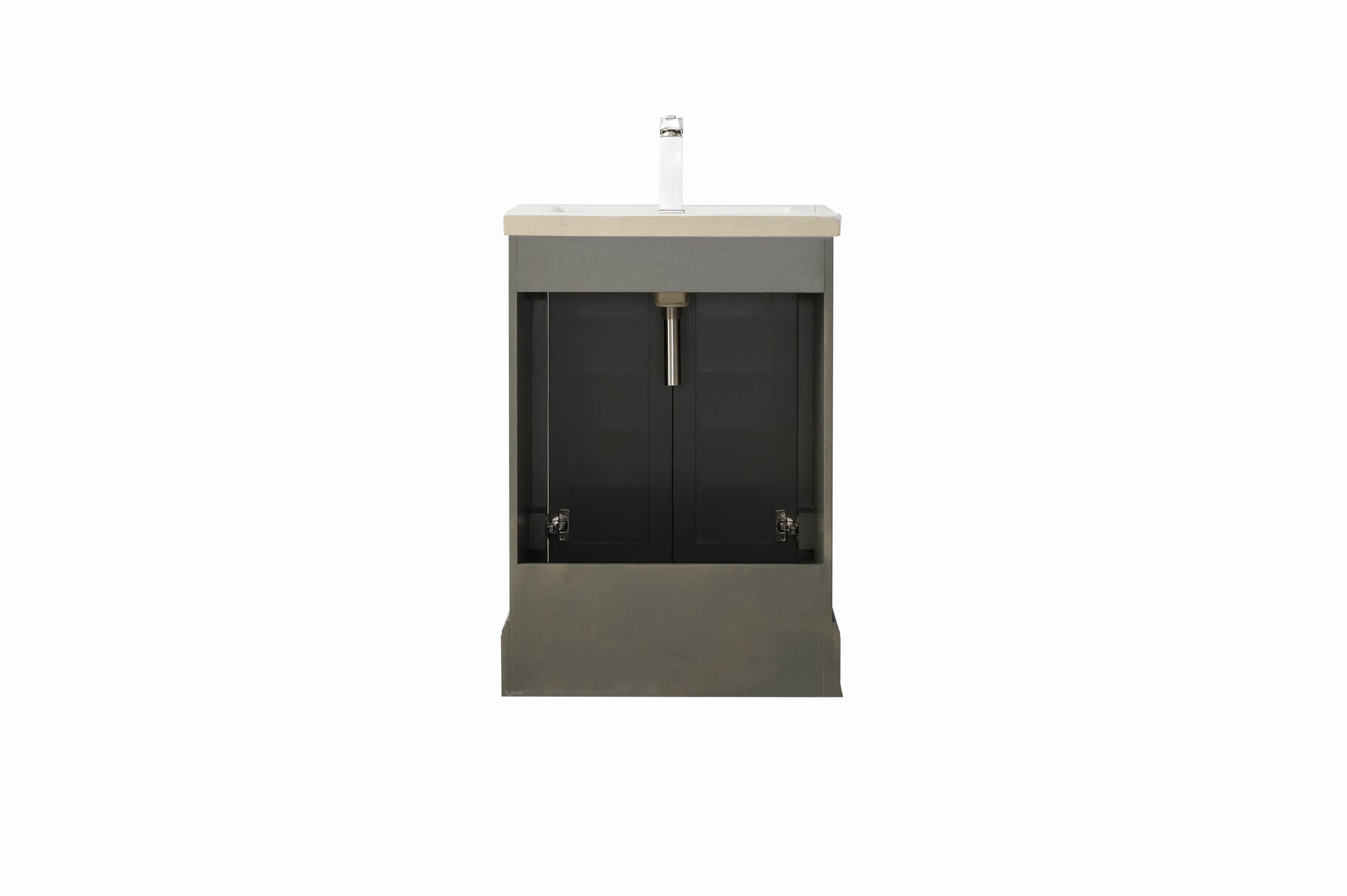 Vanity Art VA5024-SG 24 Inch Single Sink Bathroom Vanity in Gray with Ceramic Sink and Countertop - Vanity Art VA5024-SG