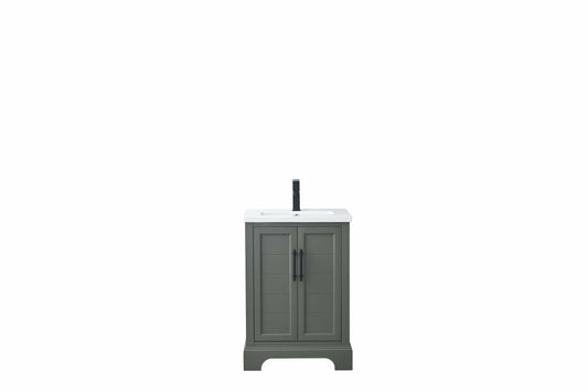 Vanity Art VA5024-VG 24 Inch Single Sink Bathroom Vanity in Vintage Green with Ceramic Sink and Countertop - Vanity Art VA5024-VG