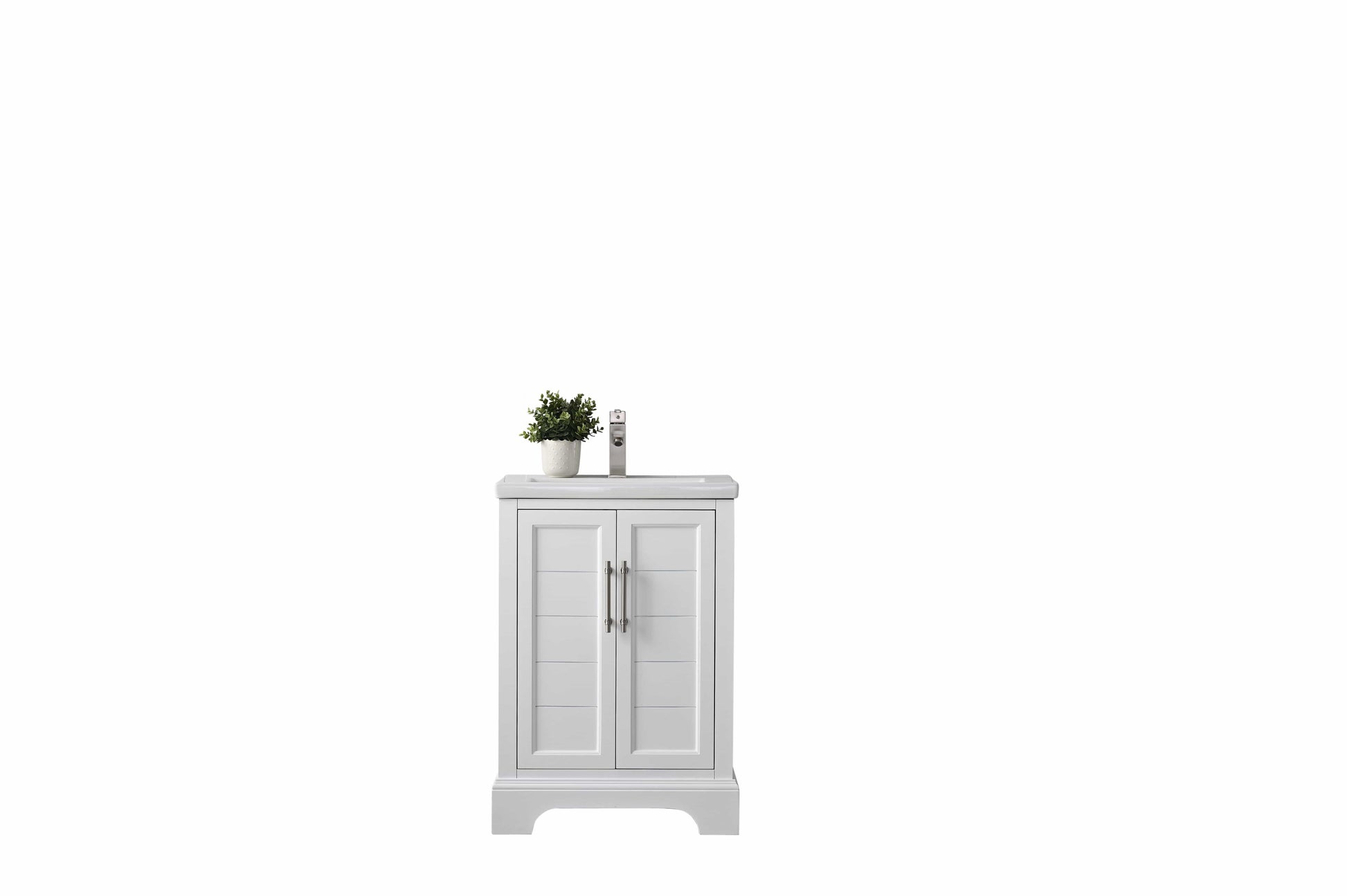 Vanity Art VA5024-W 24 Inch Single Sink Bathroom Vanity in White with Ceramic Sink and Countertop - Vanity Art VA5024-W