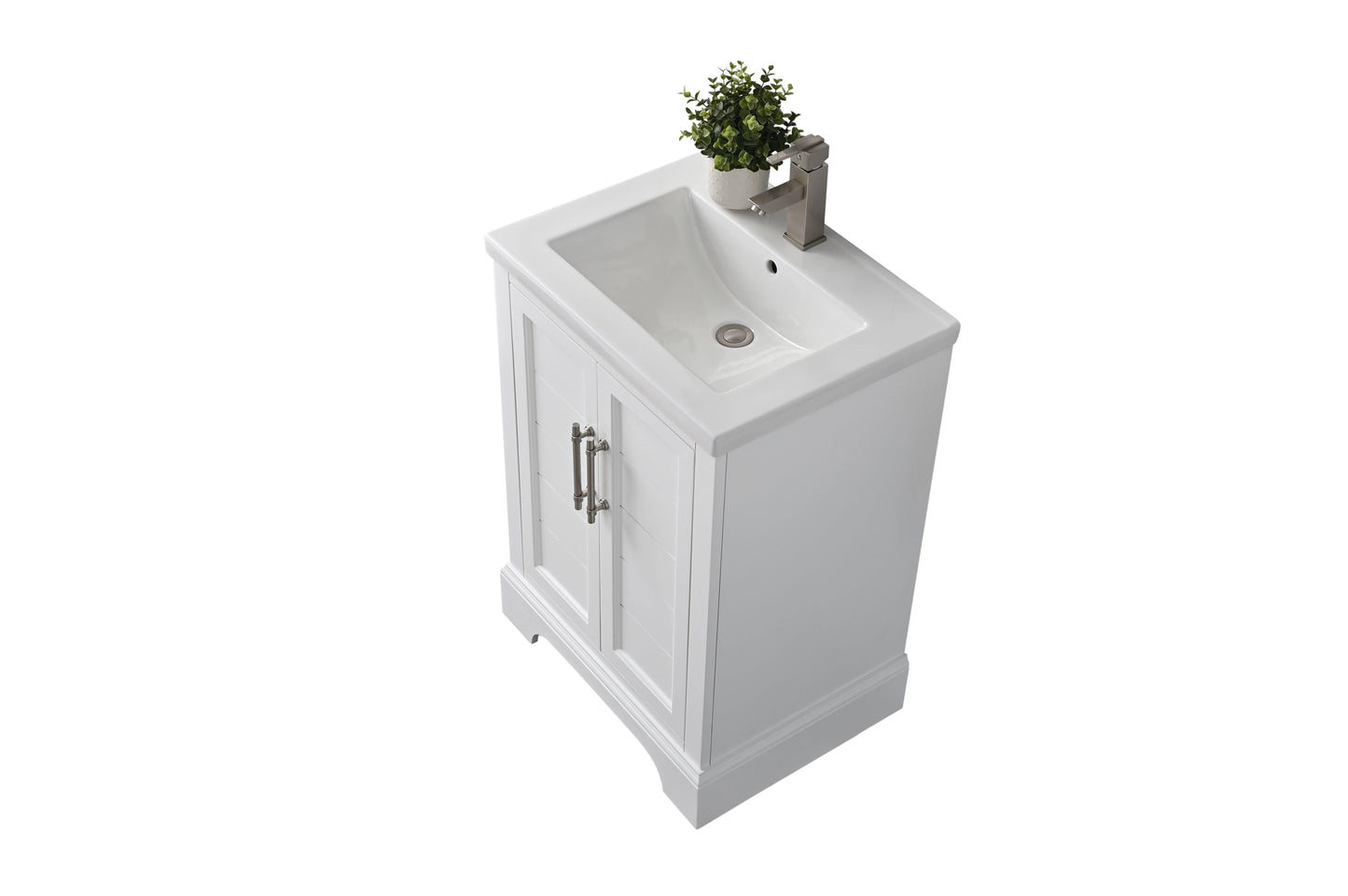 Vanity Art VA5024-W 24 Inch Single Sink Bathroom Vanity in White with Ceramic Sink and Countertop - Vanity Art VA5024-W