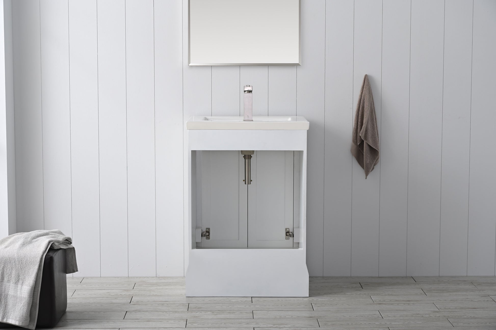 Vanity Art VA5024-W 24 Inch Single Sink Bathroom Vanity in White with Ceramic Sink and Countertop - Vanity Art VA5024-W