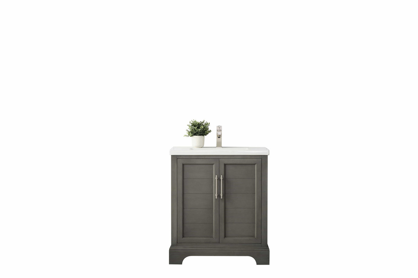 Vanity Art VA5030-SG 30 Inch Single Sink Bathroom Vanity in Gray with Ceramic Sink and Countertop - Vanity Art VA5030-SG