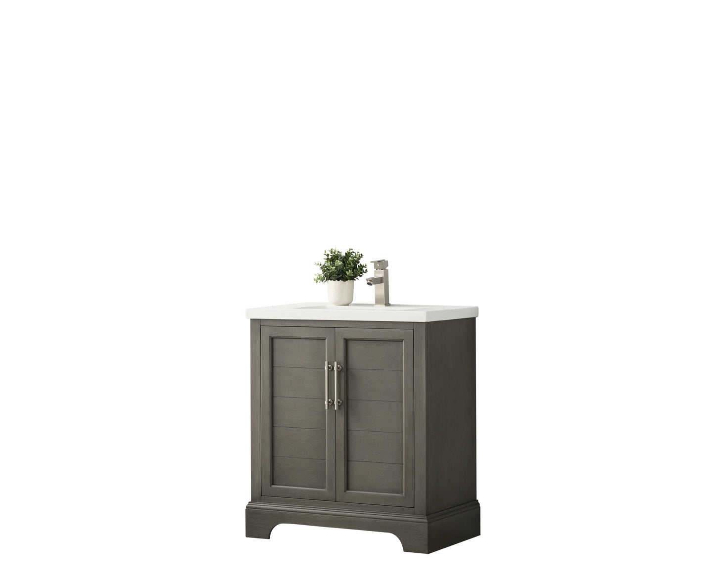 Vanity Art VA5030-SG 30 Inch Single Sink Bathroom Vanity in Gray with Ceramic Sink and Countertop - Vanity Art VA5030-SG