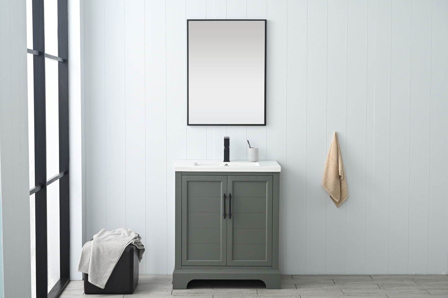 Vanity Art VA5030-VG 30 Inch Single Sink Bathroom Vanity in Vintage Green with Ceramic Sink and Countertop - Vanity Art VA5030-VG